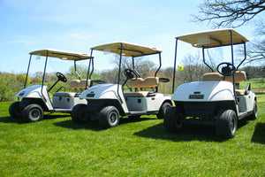 Golf carts equiped with Safe Wedge Protective Partitions